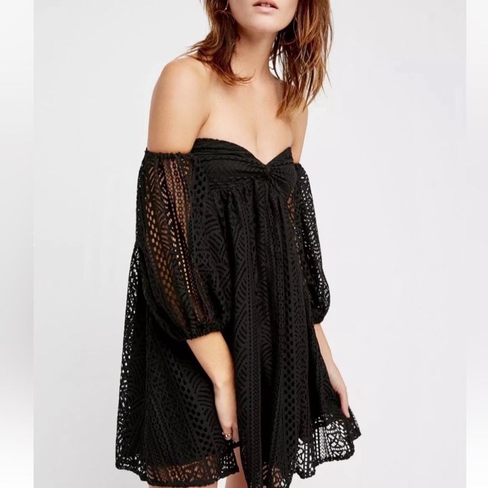 Free People Black Lace Mini Dress - Picture 2 of 3